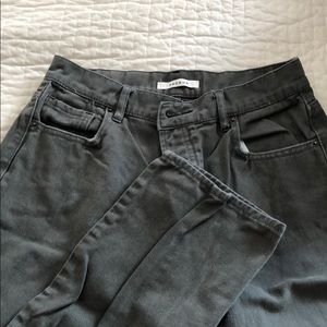 Muted green straight leg jeans